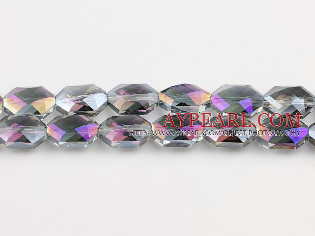 manmade crystal beads,10*12*18mm hexagon,accompany with the purple color,sold per 14.17inch strand