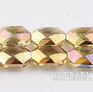 manmade crystal beads,10*12*18mm hexagon,accompany with the golden champagne color,sold per 14.17inch strand
