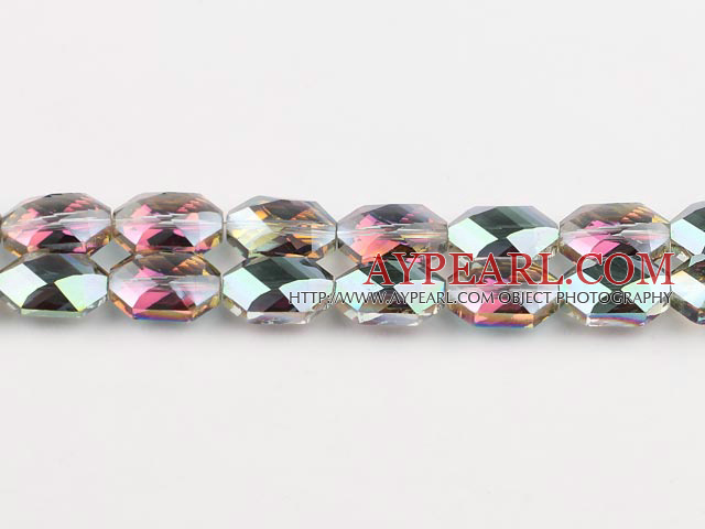 manmade crystal beads,10*12*18mm hexagon,accompany with the red color,sold per strand, about 14.17inches
