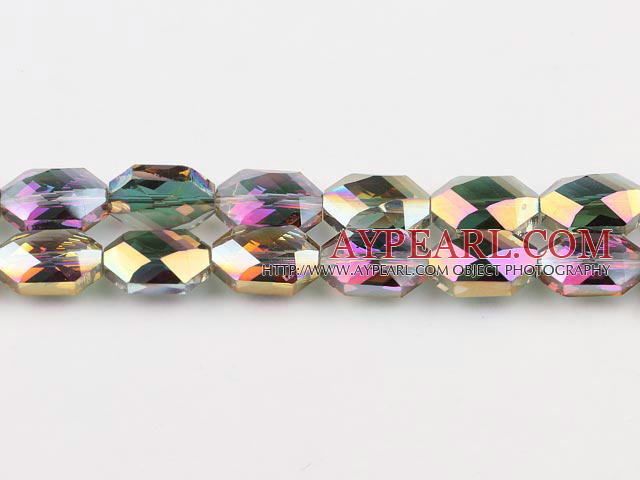 manmade crystal beads,10*12*18mm hexagon,accompany with the purple color,sold per 14.17inch strand