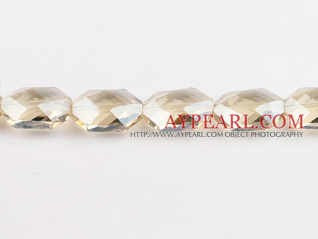 manmade crystal beads,10*20mm hexagon,silver champagne  ,sold per 14.96inch strand