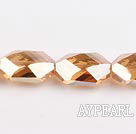 manmade crystal beads,10*17*25mm hexagon,amber,sold per 14.96inch strand
