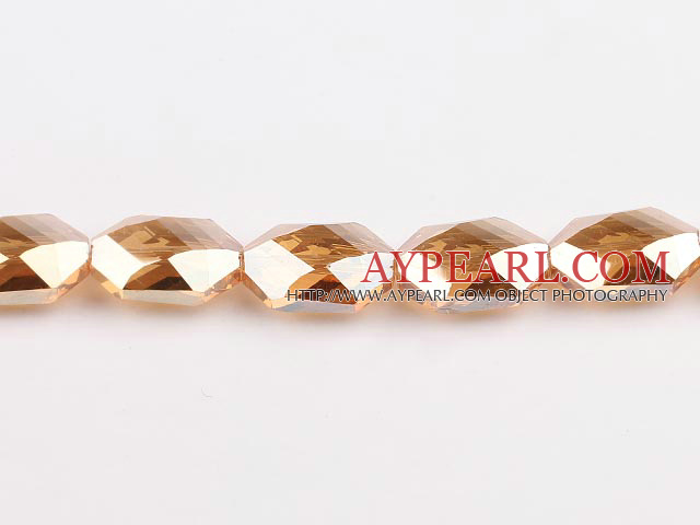 manmade crystal beads,10*17*25mm hexagon,amber,sold per 14.96inch strand