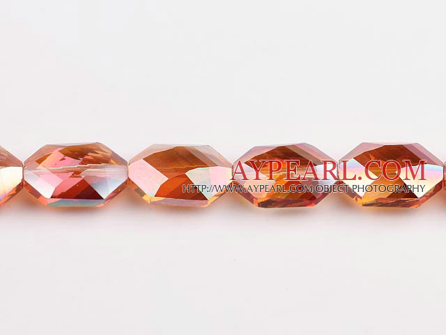 manmade crystal beads,10*17*25mm hexagon,accompany with the orange color,sold per 14.96inch strand