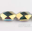 manmade crystal beads,10*17*25mm hexagon,accompany with the red color,sold per 14.96inch strand