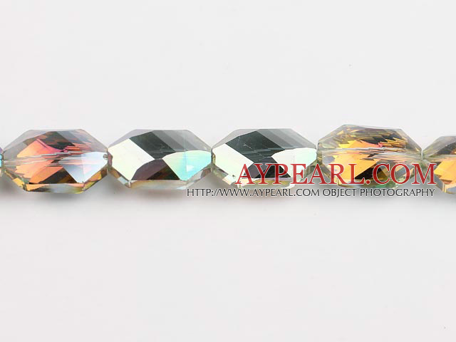 manmade crystal beads,10*17*25mm hexagon,accompany with the yellow color,sold per 14.96inch strand