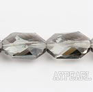 manmade crystal beads,10*17*25mm hexagon,dark grey,sold per 14.96inch strand