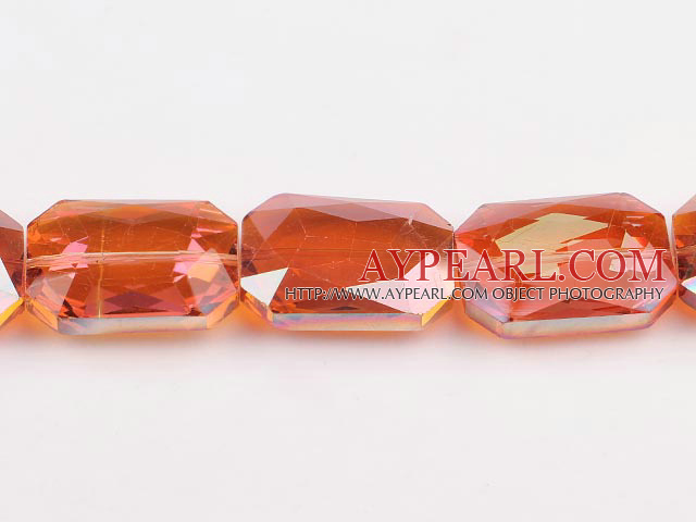 manmade crystal beads,12*24*33mm rectangle,red ,sold per 12.99inch strand