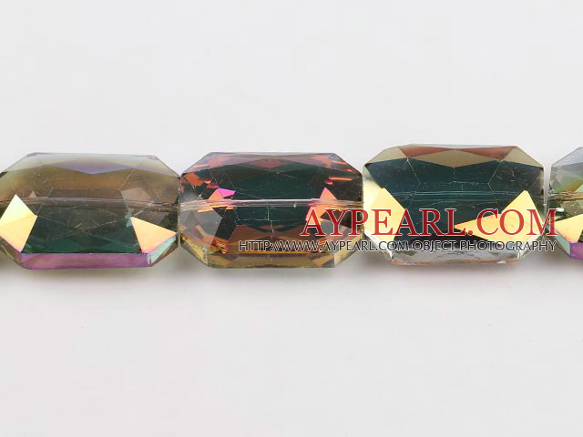 manmade crystal beads,12*24*33mm rectangle,accompany with russetish color ,sold per 12.99inch strand