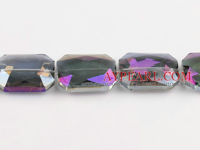 manmade crystal beads,12*24*33mm rectangle,accompany with purple color ,sold per 12.99inch strand