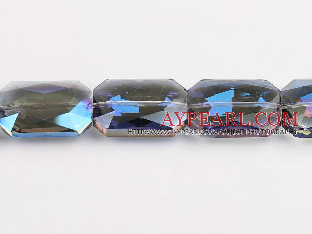 manmade crystal beads,12*24*33mm rectangle,accompany with blue color ,sold per 12.99inch strand