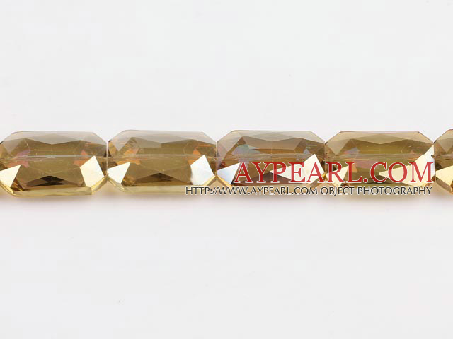 manmade crystal beads,10*18*22mm rectangle,accompany with yellow color ,sold per 13.58inch strand