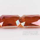 manmade crystal beads,10*18*22mm rectangle,accompany with orange color ,sold per 13.58inch strand