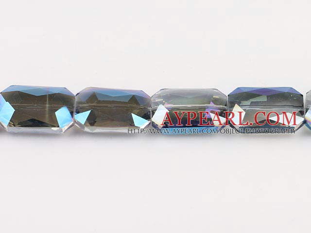 manmade crystal beads,10*18*22mm rectangle,accompany with blue color ,sold per 13.58inch strand