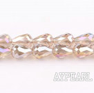 Manmade Crystal Beads, Pink, 8*12mm plating color, straight hole, drop shape, Sold per 28.74-inch strand