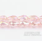 Manmade Crystal Beads, Light Pink, 8*12mm plating color, straight hole, drop shape, Sold per 28.74-inch strand