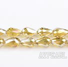 Manmade Crystal Beads, Light Yellow, 8*12mm plating-color, straight hole, drop shape, Sold per 27.56-inch strand