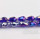 Manmade Crystal Beads, Purple, 8*12mm plating-color, straight hole, drop shape, Sold per 27.17-inch strand