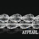Manmade Crystal Beads, White, 10*15mm straight hole, drop shape, Sold per 29.53-inch strand