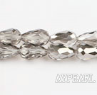 Manmade Crystal Beads, Gray, 10*16mm transparant, straight hole, drop shape, Sold per 29.92-inch strand