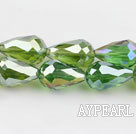 Manmade Crystal Beads, Olive Green, 10*16mm plating color, straight hole, drop shape, Sold per 29.92-inch strand