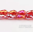 Manmade Crystal Beads, Red, 10*16mm plating color, straight hole, drop shape, Sold per 29.92-inch strand