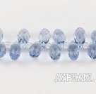 Manmade Crystal Beads, Light Blue, 6*12mm partial hole, drop shape, 16.1-inch strand