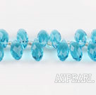 Manmade Crystal Beads, Lake Blue, 6*12mm partial hole, drop shape, 16.1-inch strand