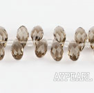 Manmade Crystal Beads, Gray, 6*12mm plating-color, partial hole, drop shape, 16.1-inch strand
