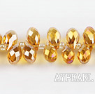 Manmade Crystal Beads, Amber Color, 6*12mm plating color, drop shape,Sold per 16.14-inch strands