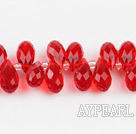 Manmade Crystal Beads, Red, 6*12mm drop shape,Sold per 16.14-inch strands