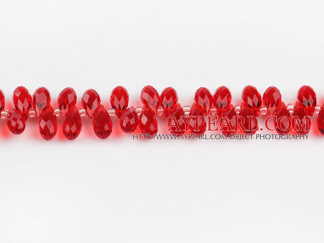 Manmade Crystal Beads, Red, 6*12mm drop shape,Sold per 16.14-inch strands