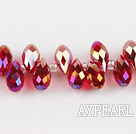 Manmade Crystal Beads, Red, 6*12mm plating color, drop shape,Sold per 16.14-inch strands