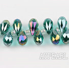 Manmade Crystal Beads, Peacock Green, 7*14mm plating color, drop shape,Sold per 16.14-inch strands