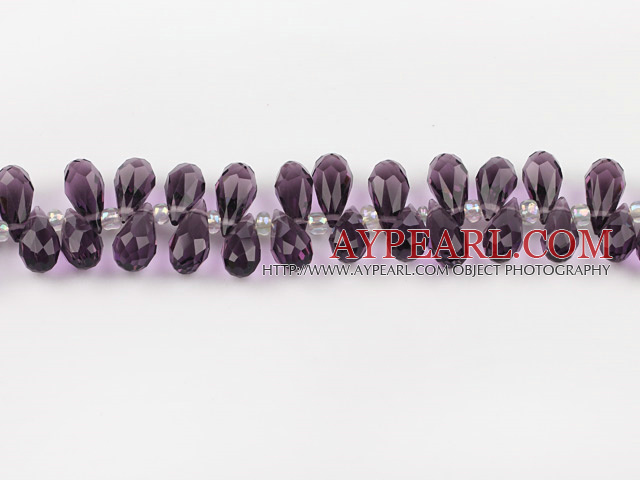 Manmade Crystal Beads, Purple, 7*14mm drop shape,Sold per 16.14-inch strands