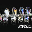 Manmade Crystal Beads, Flashing White, 7*14mm hole, drop shape,Sold per 16.14-inch strands