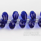 Manmade Crystal Beads, Sapphire Blue, 7*14mm hole drop shape,Sold per 16.14-inch strands