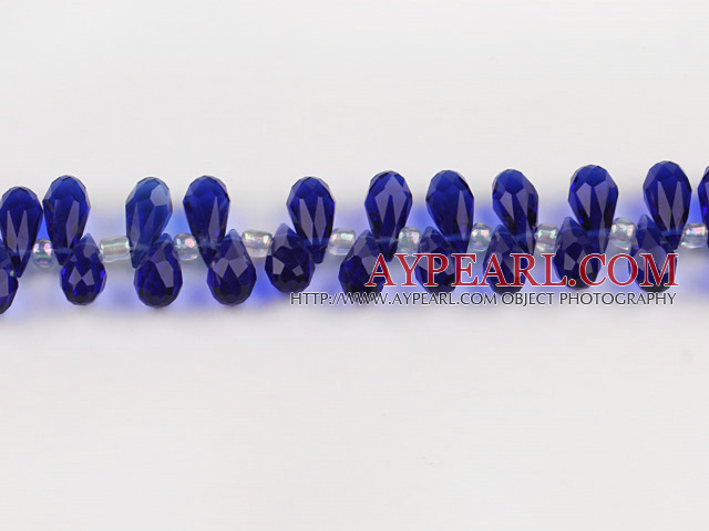 Manmade Crystal Beads, Sapphire Blue, 7*14mm hole drop shape,Sold per 16.14-inch strands
