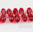 Manmade Crystal Beads, Red, 7*14mm hole drop shape,Sold per 16.14-inch strands