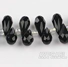 Manmade Crystal Beads, Black, 7*14mm hole drop shape,Sold per 16.14-inch strands