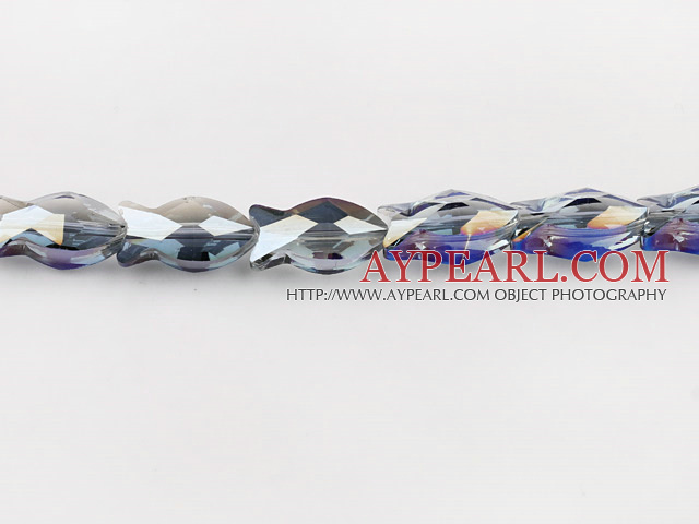 Crystal Beads, Grey, 10*10*20mm fish shape, plating color, Sold per 14.2-inch strand