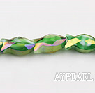 Crystal Beads, Green, 10*10*12mm fish shape, plating color, faceted, Sold per 14.2-inch strand