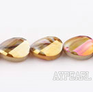 Crystal Beads, Porcelain Yellow, 8*13*18mm plating color, twist egg shape, Sold per 12.8-inch strand