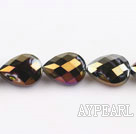 Crystal Beads, Black, 1*14*18mm plating color, straight hole, drop shape, Sold per 12.8-inch strand