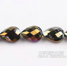 Crystal Beads, Black, 1*14*18mm plating color, straight hole, drop shape, Sold per 12.8-inch strand