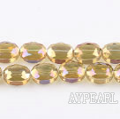 Crystal Beads, Yellow, 6*9*12mm plating color, egg shape, Sold per 14.2-inch strand