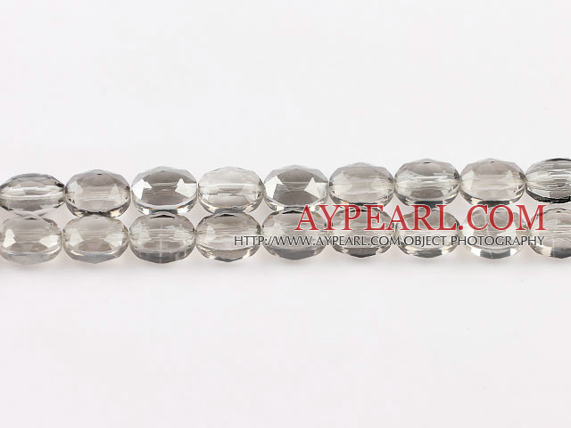 Crystal Beads, Grey, 6*9*12mm transparant egg shape, Sold per 14.2-inch strand