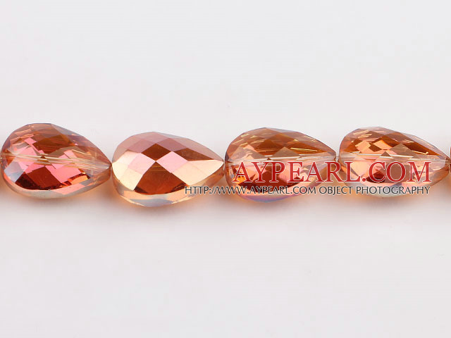 Crystal Beads, Orange, 13*17*24mm plating color, straight hole, drop shape, Sold per 14.2-inch strand