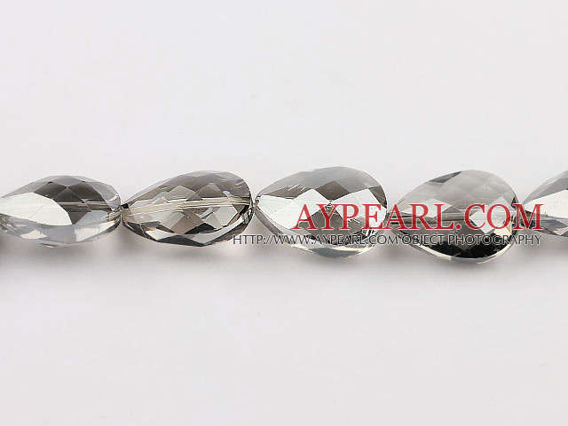 Crystal Beads, Grey, 13*17*24mm plating color, straight hole, drop shape, Sold per 14.2-inch strand