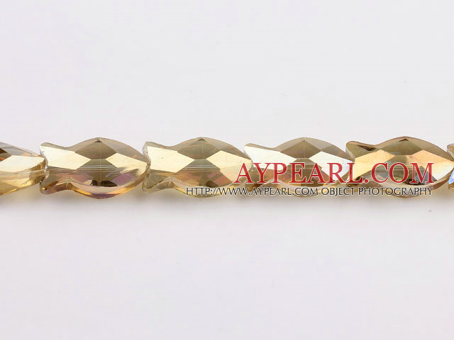 Crystal Beads, Light Yellow, 11*12*25mm fish shape, Sold per 13.98-inch strand